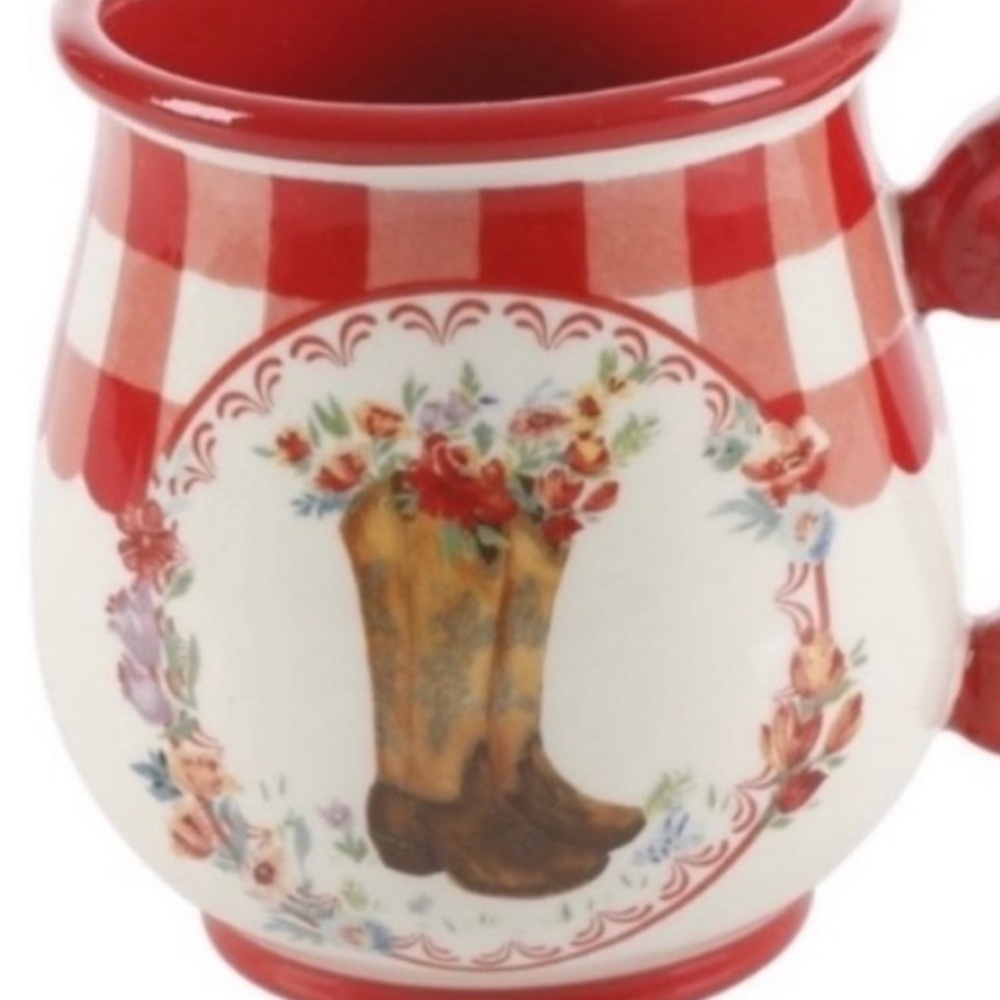 The Pioneer Woman Red Novelty Boot Gingham 16-Ounce Mug - Picture 2 of 2